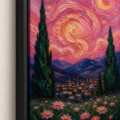 Rose Vortex Village Floating Frame Wall Art - 03