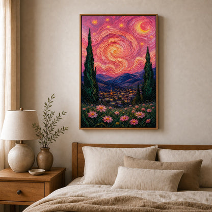 Rose Vortex Village Floating Frame Wall Art - 04