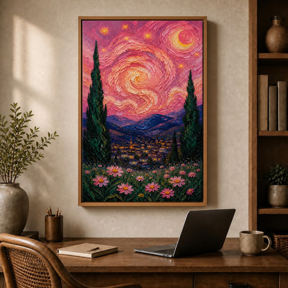 Rose Vortex Village Floating Frame Wall Art - 05