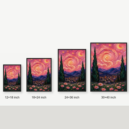 Rose Vortex Village Floating Frame Wall Art - 06