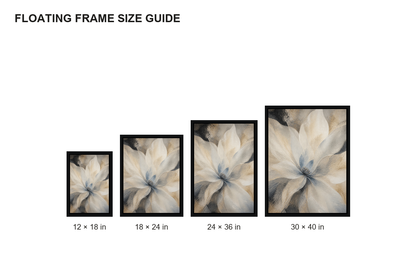 Neutral Abstract Flower Canvas Wall Art - Floating Frame Size Guide