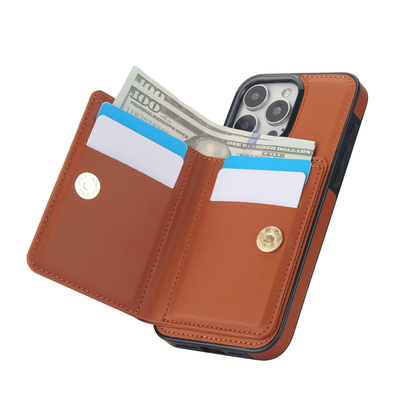 Premium Leather Wallet Phone Case for iPhone 16 Pro Max | Built-in Finger Ring Stand, Anti-Slip Design & RFID Protection – Slim Multi-Function Cover