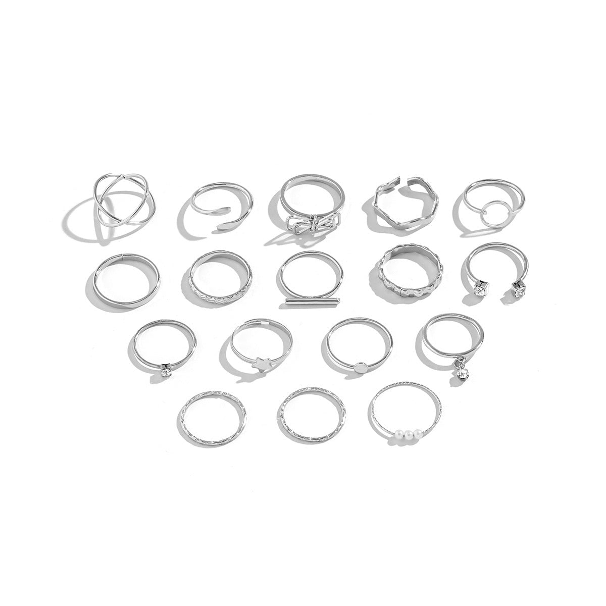 Conjunto de anéis ocos geométricos de mistura e combinação de moda