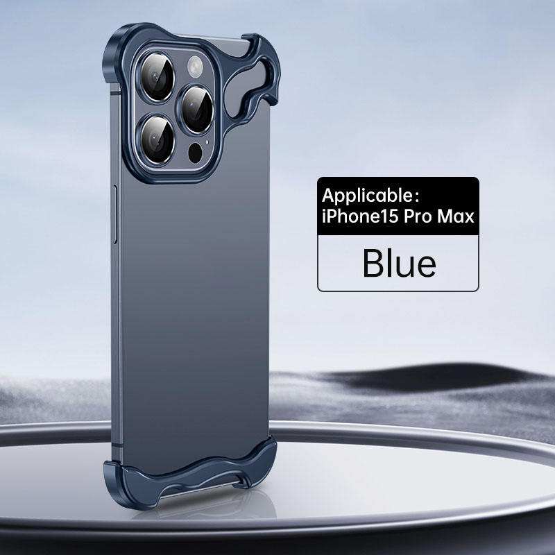 Minimalist Metal Phone Case for iPhone 14/15/16 Pro Max Aluminum Frame Camera Lens Protection