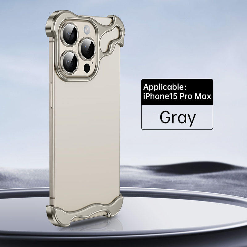 Minimalist Metal Phone Case for iPhone 14/15/16 Pro Max Aluminum Frame Camera Lens Protection