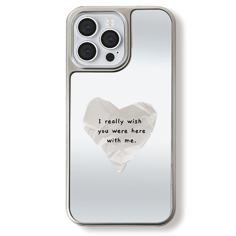 ilver Heart Mirror iPhone 16 Pro Max Case – Glossy Magnetic Love Cover