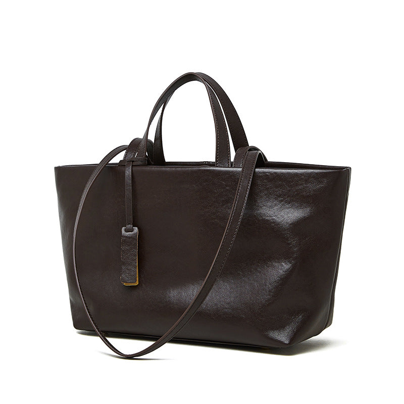 Vintage Genuine Leather Tote Bag for Women | Spacious Underarm Crossbody Bag | Soft Cowhide Retro Designer Shoulder Purse