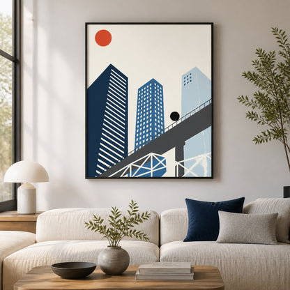 bauhaus-geometric-city-monorail-floating-frame-wall-art | wall-scene-primary