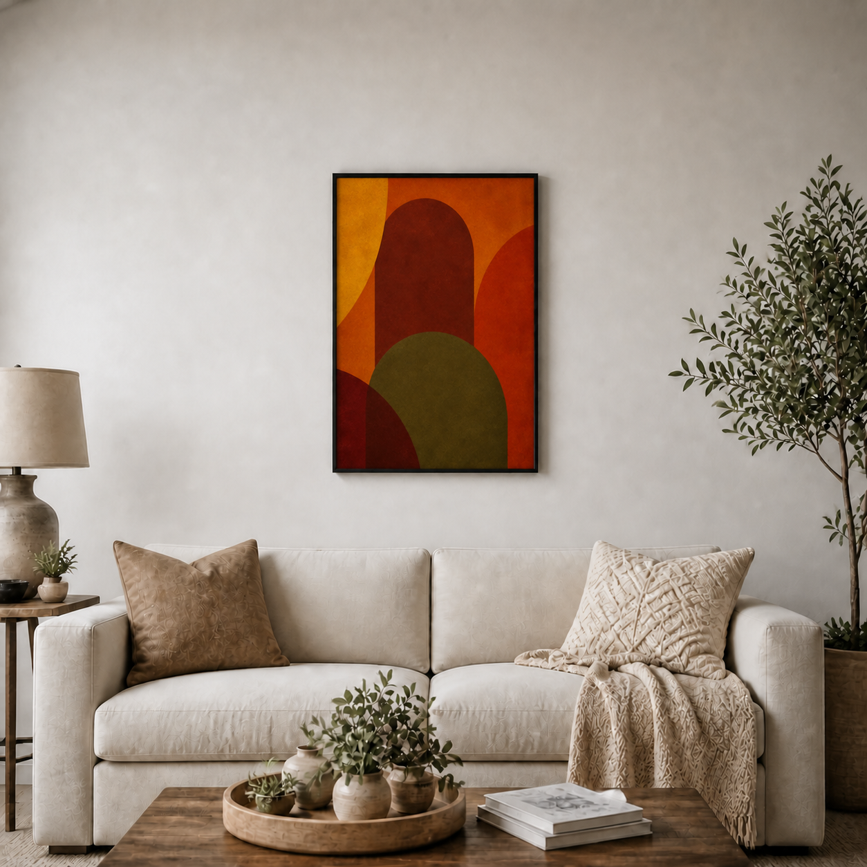 Retro Arches Geometric Floating Frame Wall Art - Black Frame wall scene primary