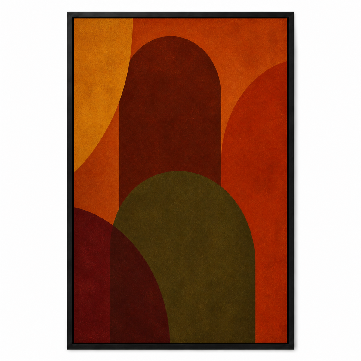 Retro Arches Geometric Floating Frame Wall Art - Black Frame white background SKU