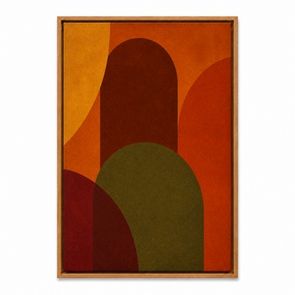 Retro Arches Geometric Floating Frame Wall Art - Brown Frame white background SKU