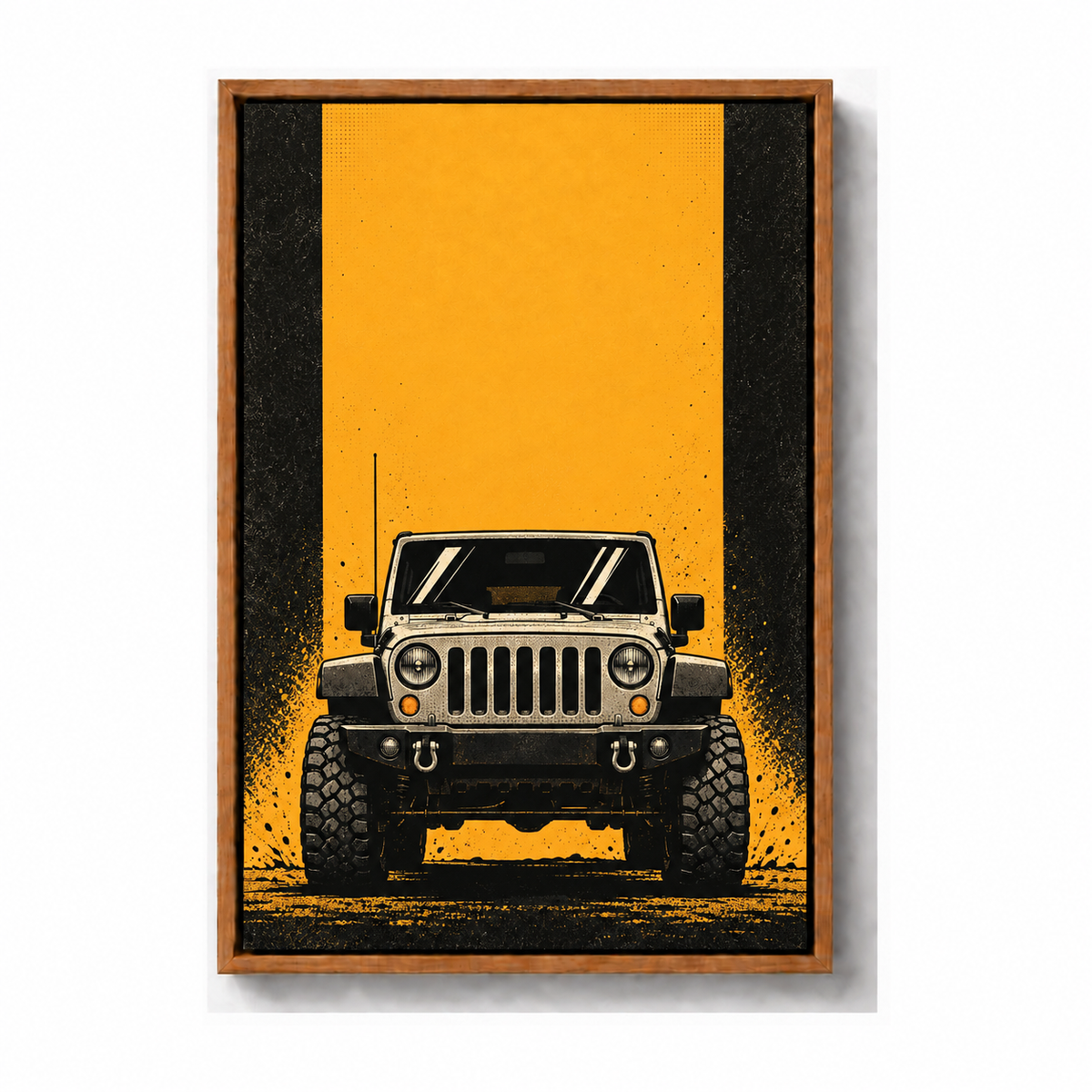 front-view retro off-road SUV brown frame canvas print