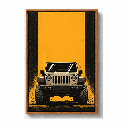 front-view retro off-road SUV brown frame canvas print