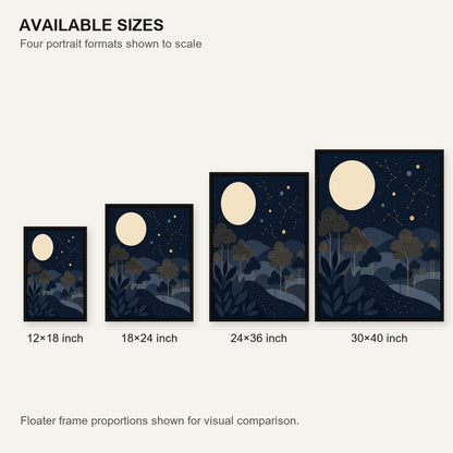 celestial-moonlit-forest-floating-frame-wall-art | size-comparison
