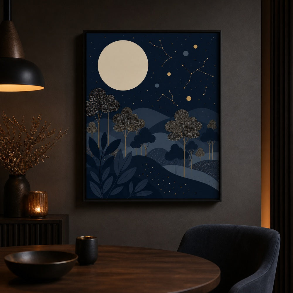 celestial-moonlit-forest-floating-frame-wall-art | wall-scene-secondary