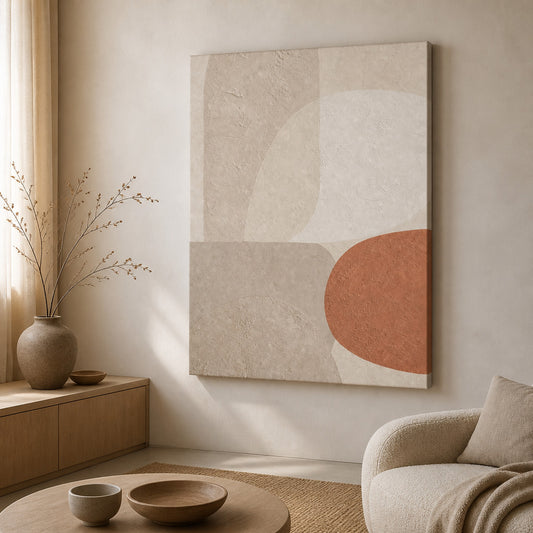 Creamy Japandi Oatmeal Soft Shapes Canvas Wall Art 03 wall mockup