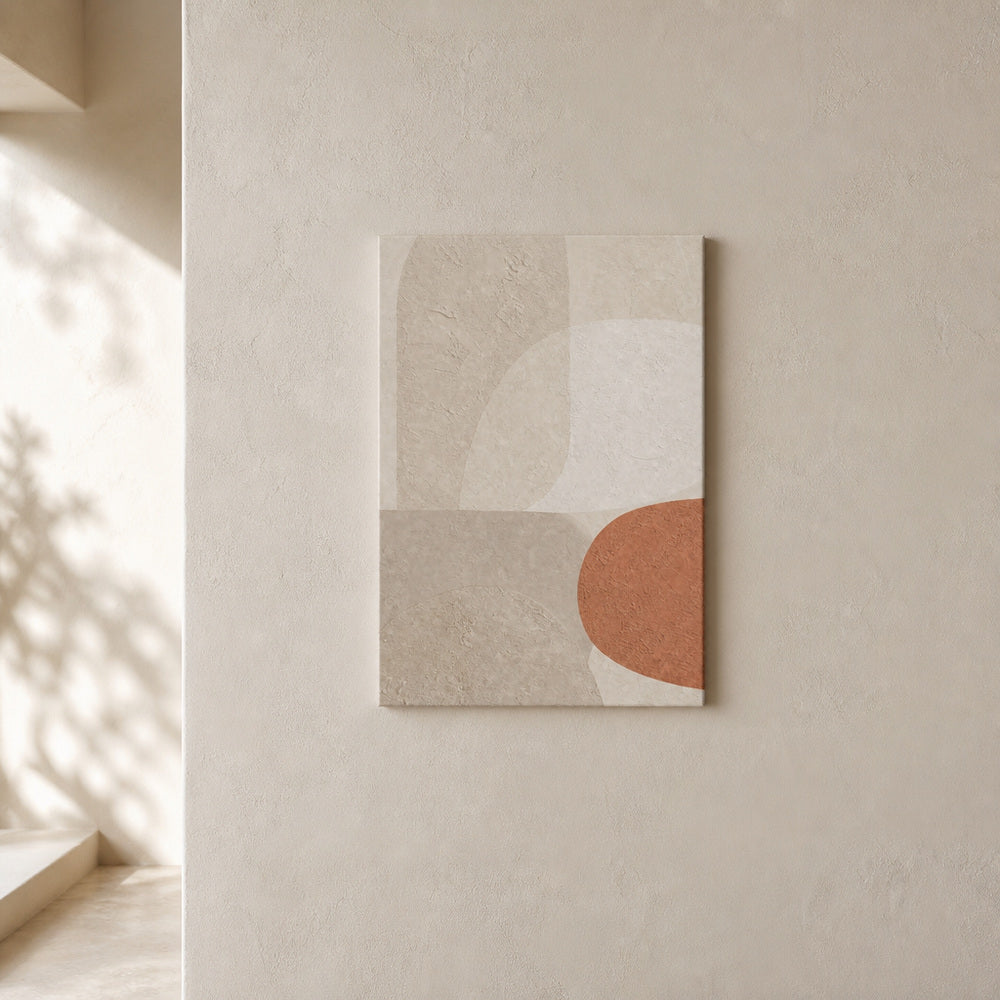 Creamy Japandi Oatmeal Soft Shapes Canvas Wall Art 03 12×18 inch thin wrapped canvas wall mockup