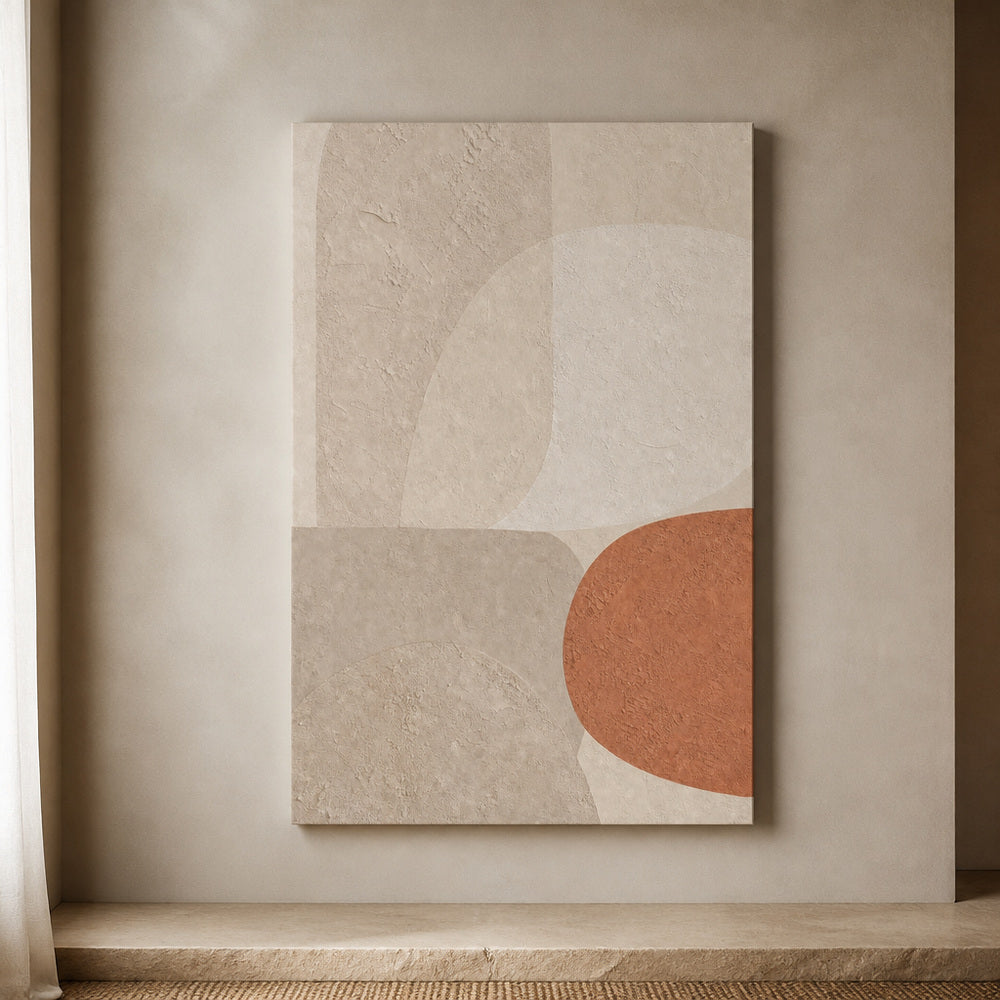 Creamy Japandi Oatmeal Soft Shapes Canvas Wall Art 03 24×36 inch wrapped canvas wall mockup