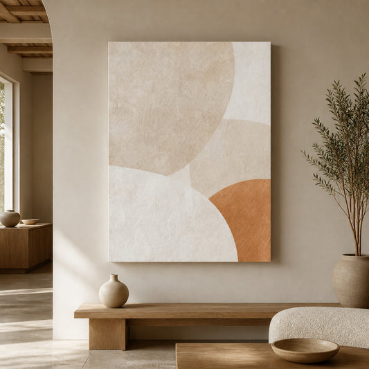 Creamy Japandi Plaster Semicircles Canvas Wall Art 01 wall mockup