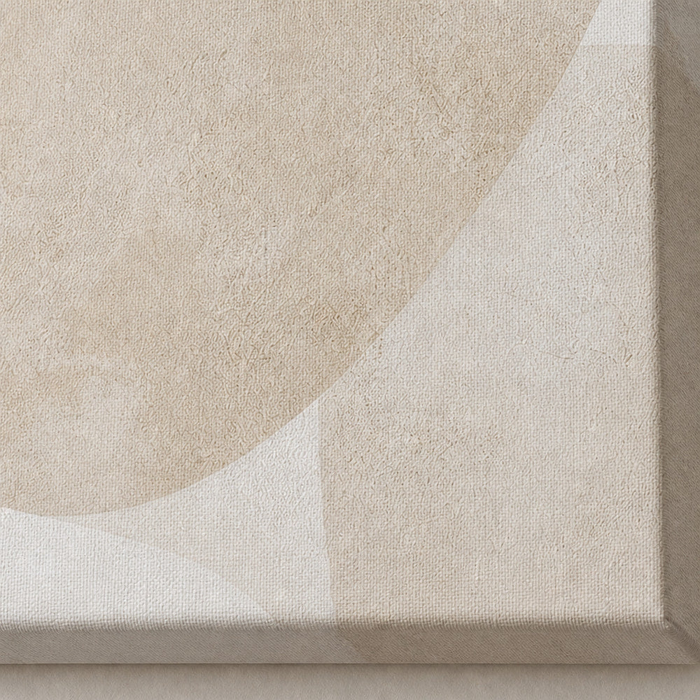 Creamy Japandi Plaster Semicircles Canvas Wall Art 01 close-up canvas texture and wrapped edge detail