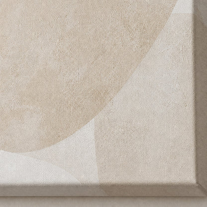 Creamy Japandi Plaster Semicircles Canvas Wall Art 01 close-up canvas texture and wrapped edge detail