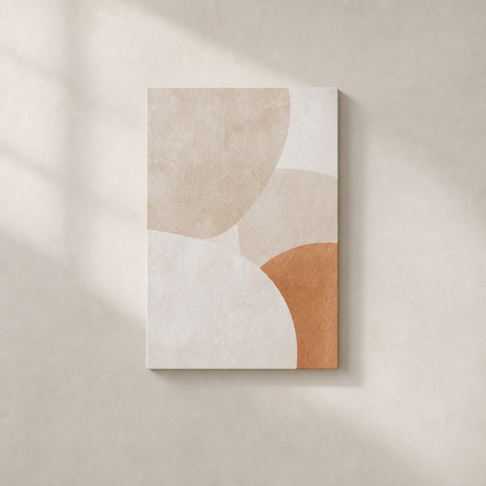 Creamy Japandi Plaster Semicircles Canvas Wall Art 01 12×18 inch thin wrapped canvas wall mockup