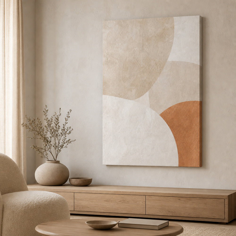 Creamy Japandi Plaster Semicircles Canvas Wall Art 01 24×36 inch wrapped canvas wall mockup