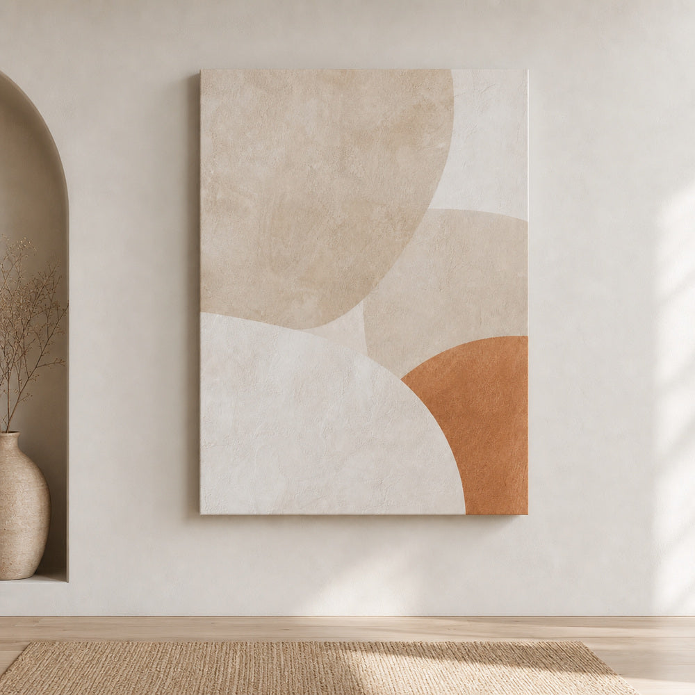 Creamy Japandi Plaster Semicircles Canvas Wall Art 01 30×40 inch wrapped canvas wall mockup