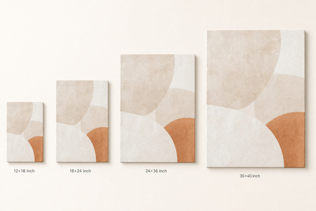 Creamy Japandi Plaster Semicircles Canvas Wall Art 01 canvas size comparison