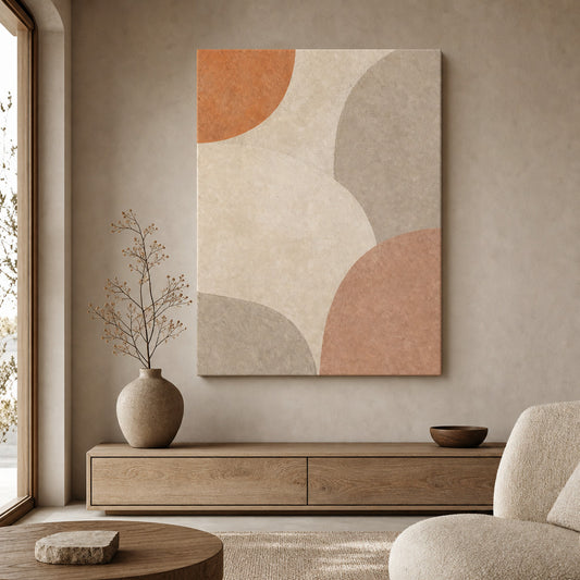 Creamy Japandi Raw Sand Geometric Canvas Wall Art canvas wall art lifestyle mockup