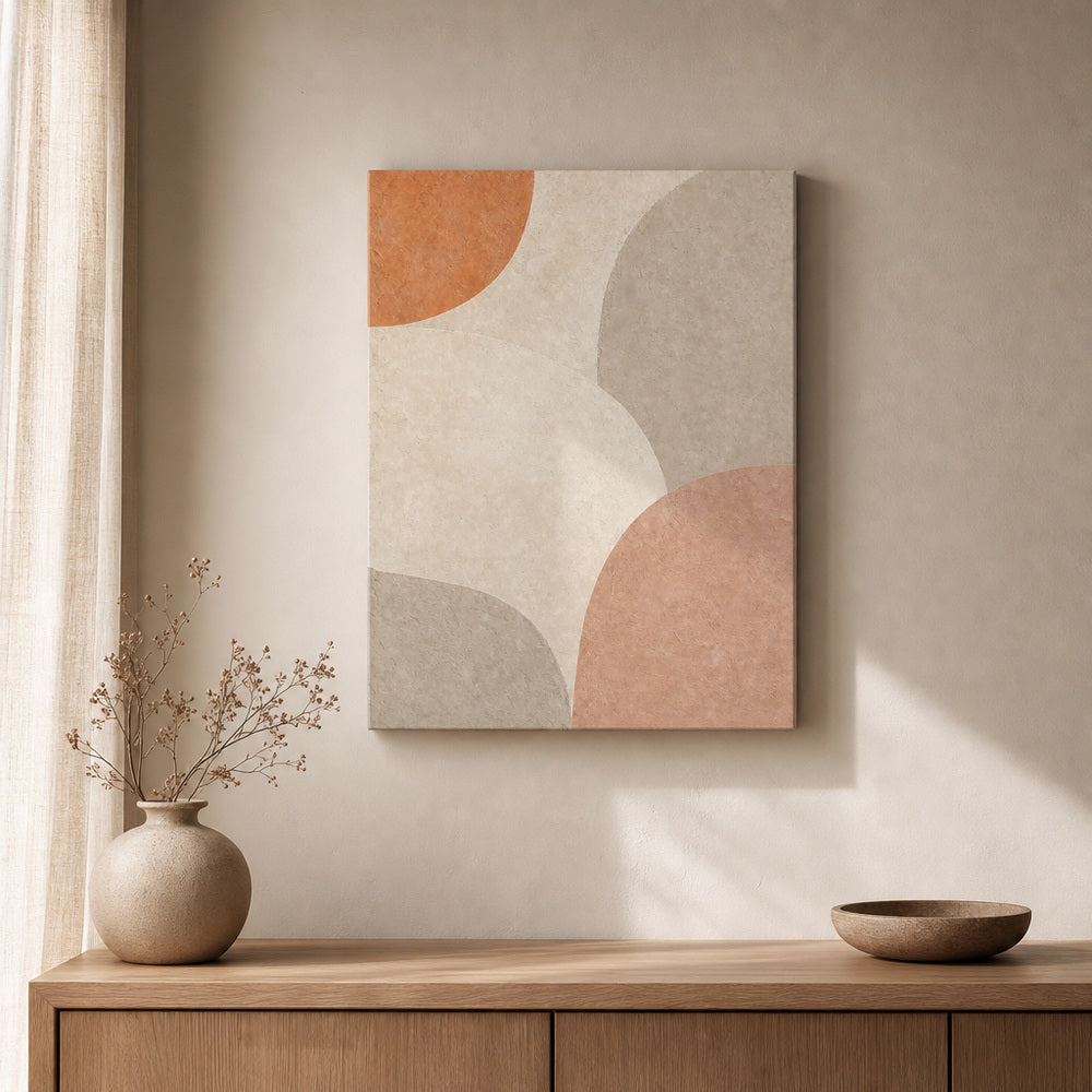 Creamy Japandi Raw Sand Geometric Canvas Wall Art 04 18×24 inch wrapped canvas wall mockup