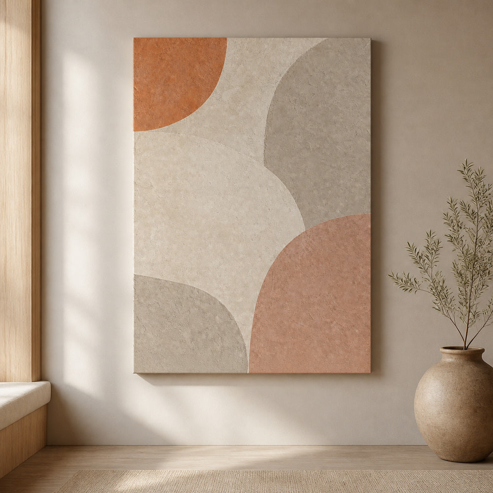 Creamy Japandi Raw Sand Geometric Canvas Wall Art 04 24×36 inch wrapped canvas wall mockup