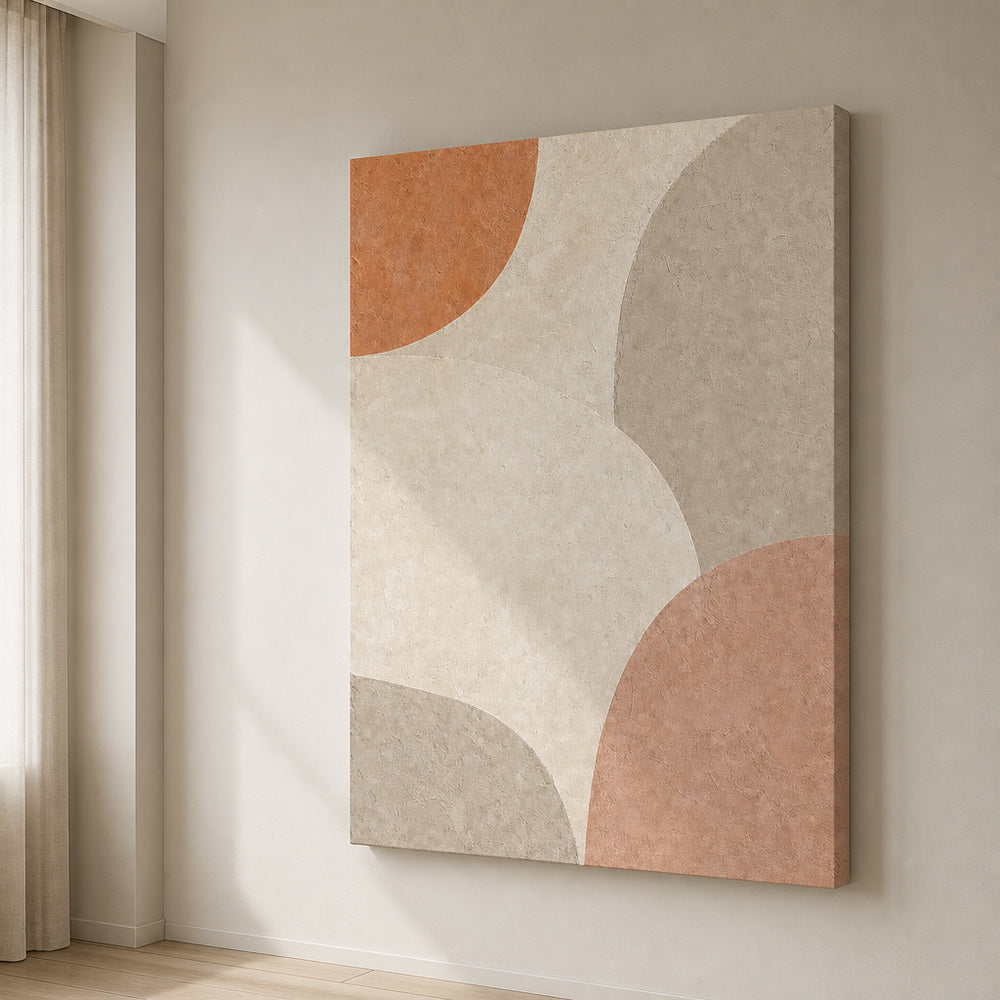 Creamy Japandi Raw Sand Geometric Canvas Wall Art 04 30×40 inch wrapped canvas wall mockup