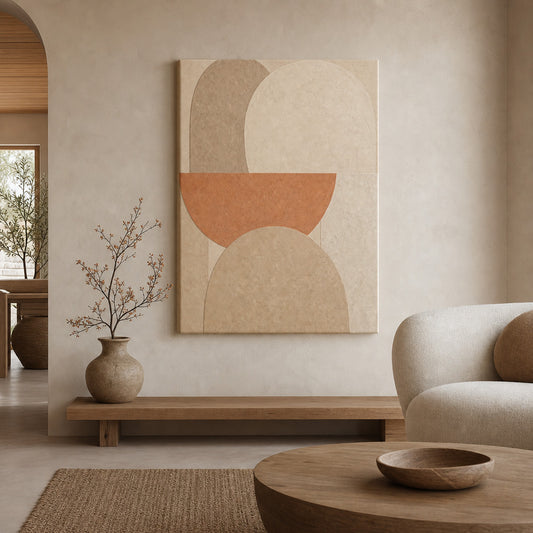 Creamy Japandi Terracotta Arches Canvas Wall Art canvas wall art lifestyle mockup