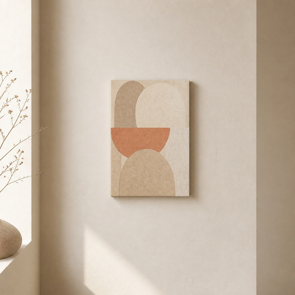 Creamy Japandi Terracotta Arches Canvas Wall Art 02 12×18 inch thin wrapped canvas wall mockup