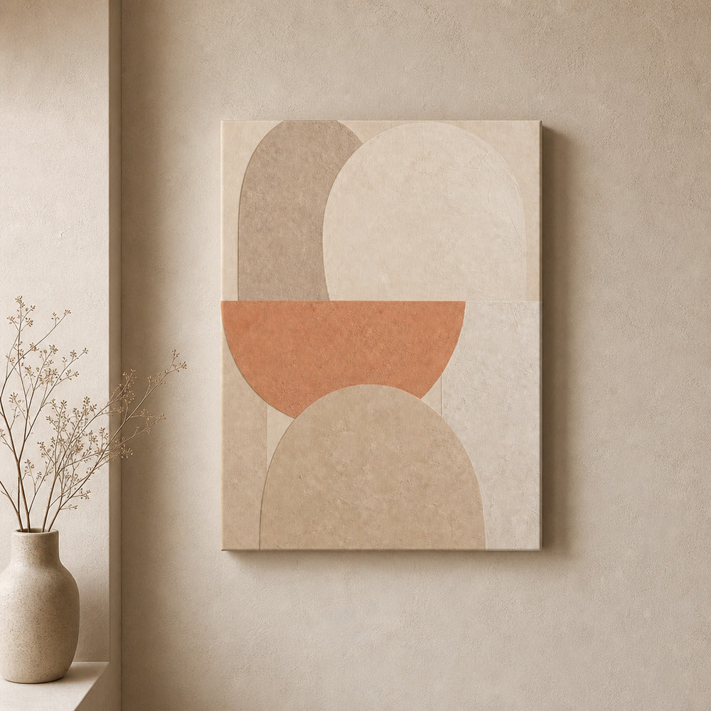 Creamy Japandi Terracotta Arches Canvas Wall Art 02 18×24 inch wrapped canvas wall mockup