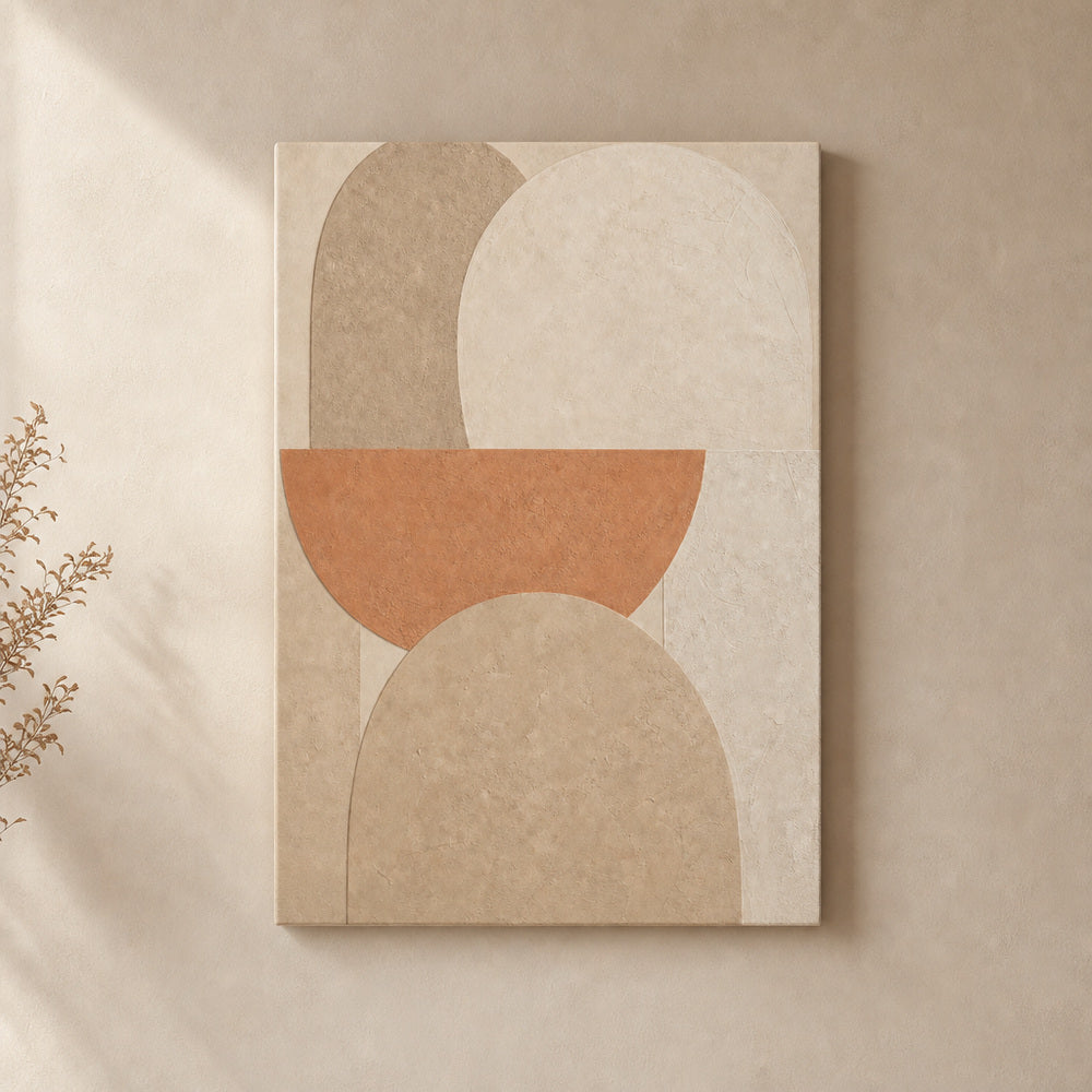 Creamy Japandi Terracotta Arches Canvas Wall Art 02 24×36 inch wrapped canvas wall mockup