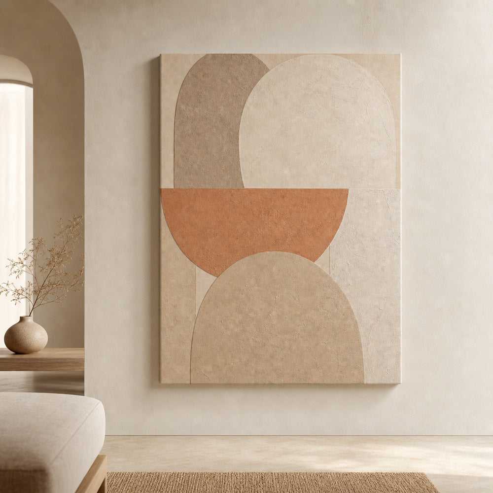 Creamy Japandi Terracotta Arches Canvas Wall Art 02 30×40 inch wrapped canvas wall mockup