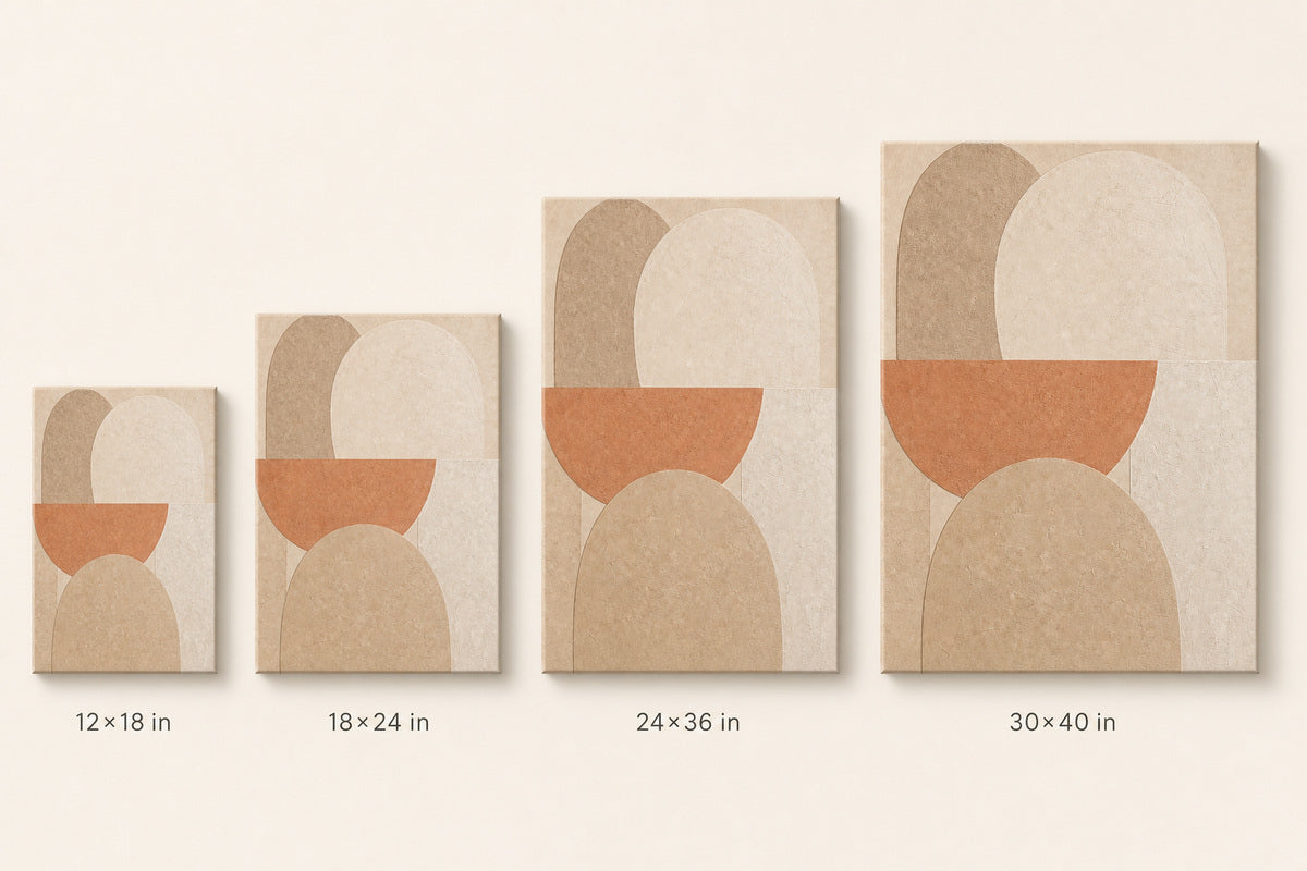 Creamy Japandi Terracotta Arches Canvas Wall Art 02 canvas size comparison