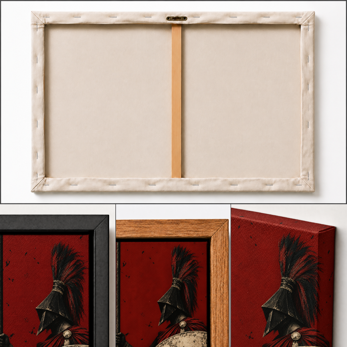 classical guardian with crimson shield oil-painting-style artwork detail