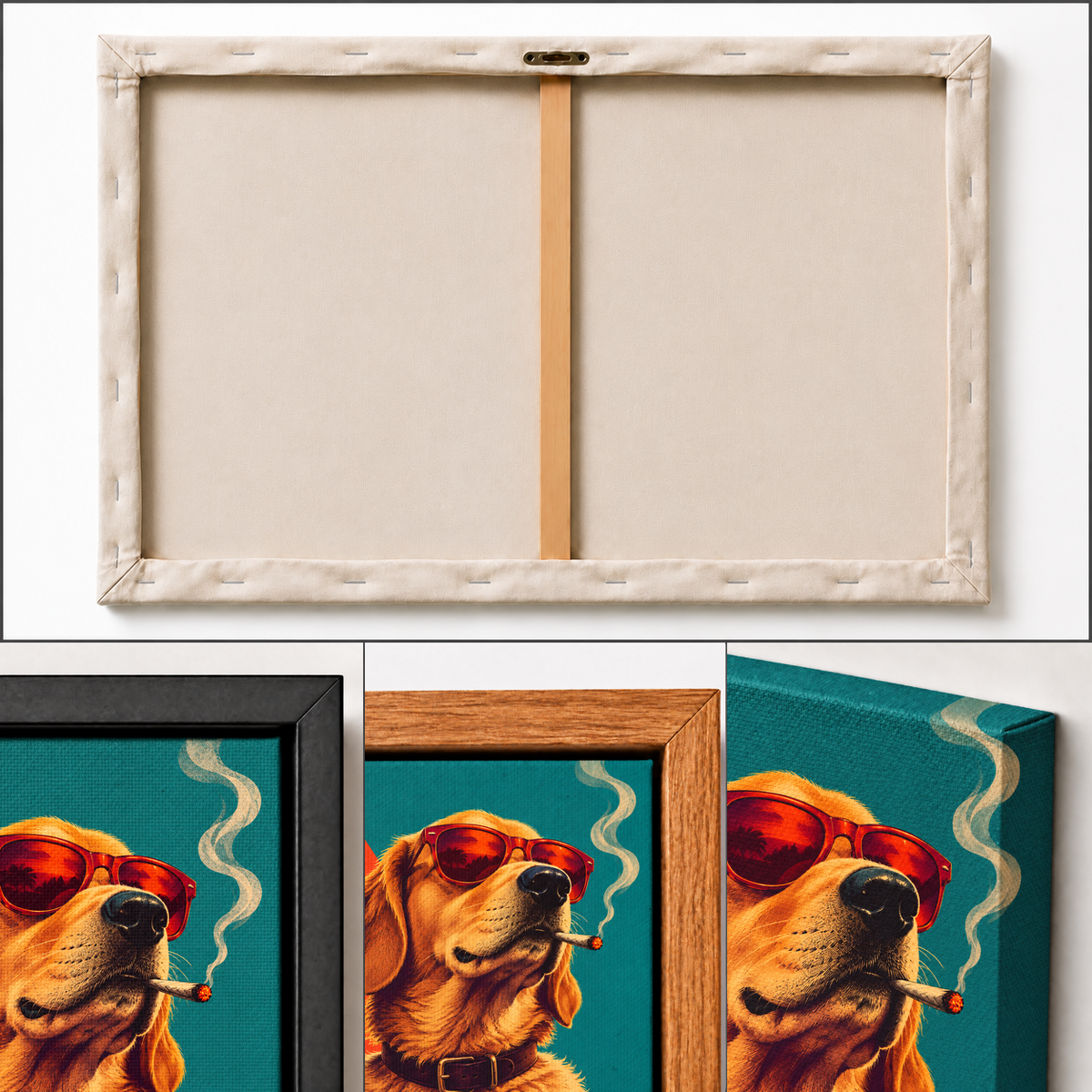 cool golden dog wearing sunglasses oil-painting-style artwork detail