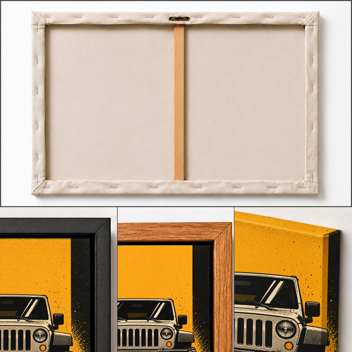 front-view retro off-road SUV oil-painting-style artwork detail