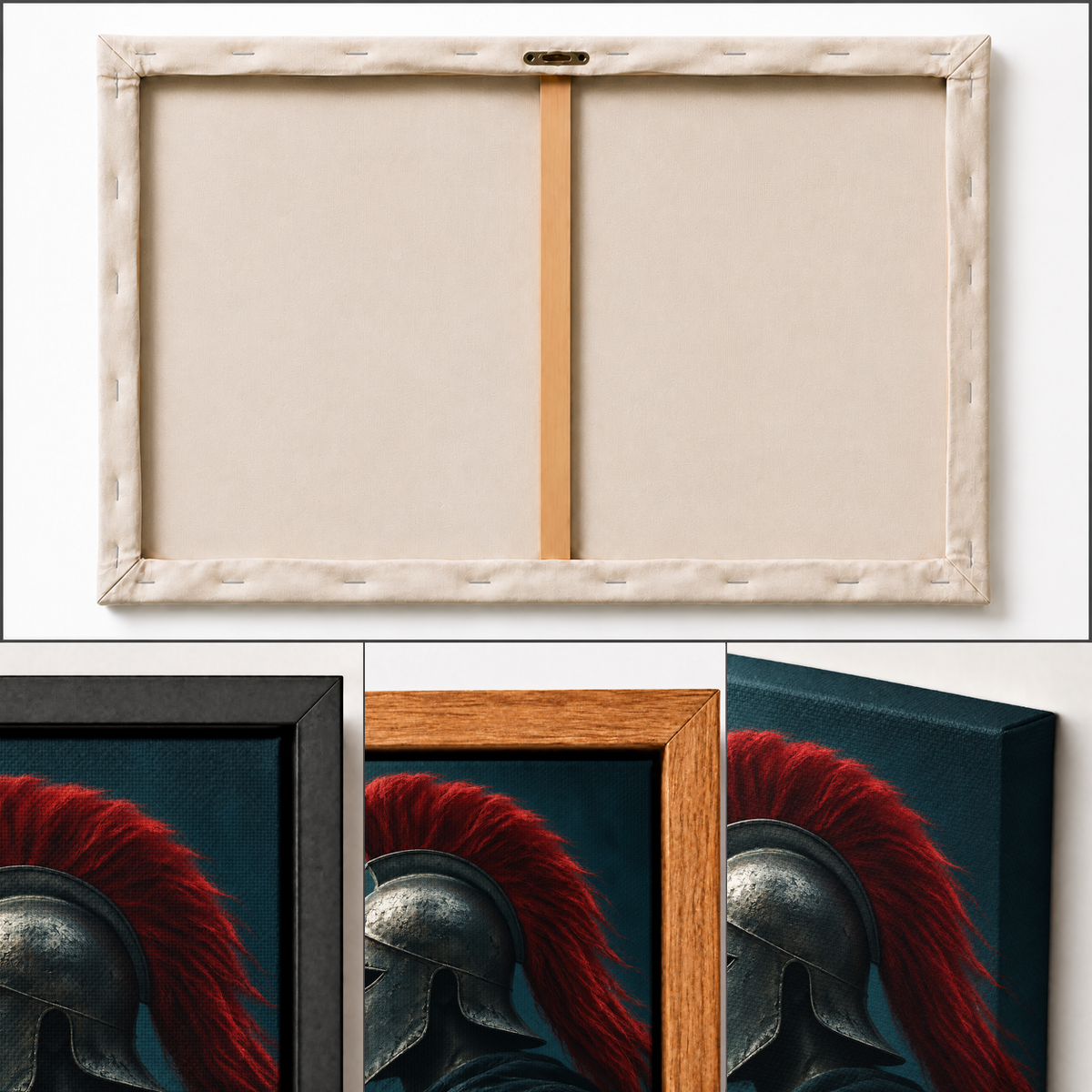 silver helmet warrior with red crest oil-painting-style artwork detail