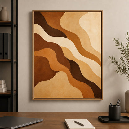 earthtone-flowing-organic-curves-floating-frame-wall-art | office-wall-scene