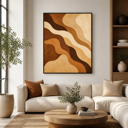 earthtone-flowing-organic-curves-floating-frame-wall-art | wall-scene-primary
