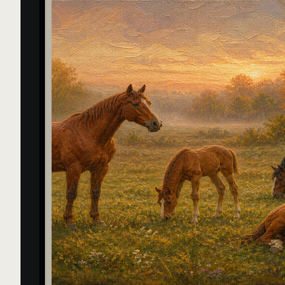four-horses-in-an-autumn-pasture-floating-frame-wall-art | material-detail-closeup