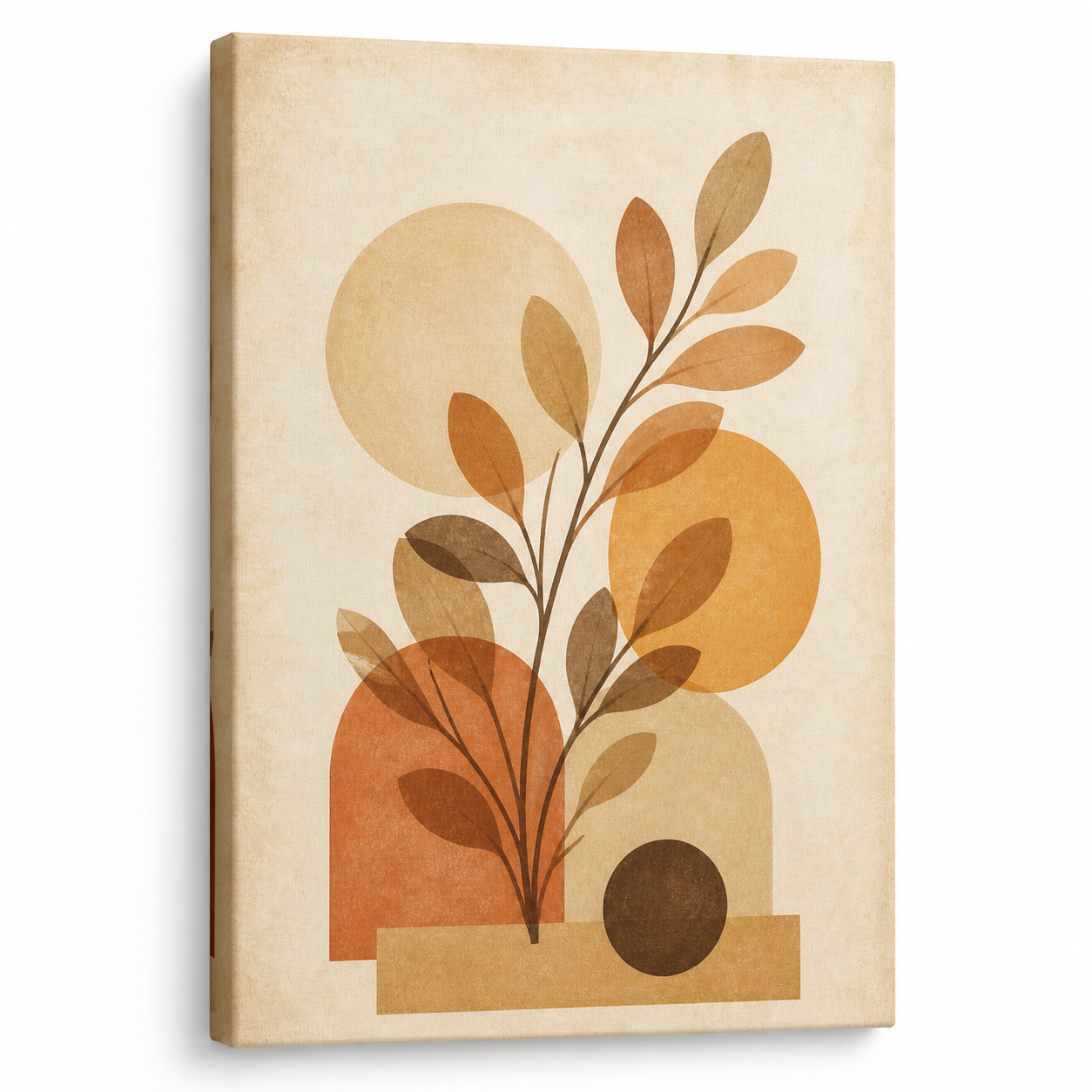 Boho Botanical Geometric Canvas Wall Art - Frameless white background SKU