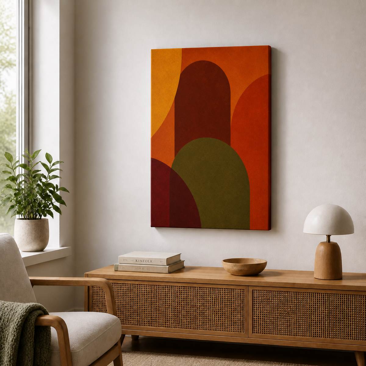 Retro Arches Geometric Floating Frame Wall Art - Frameless wall scene