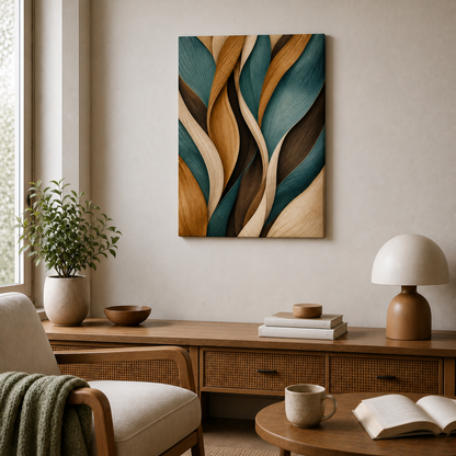 Woven Ribbon Leaves Canvas Wall Art - Frameless wall scene