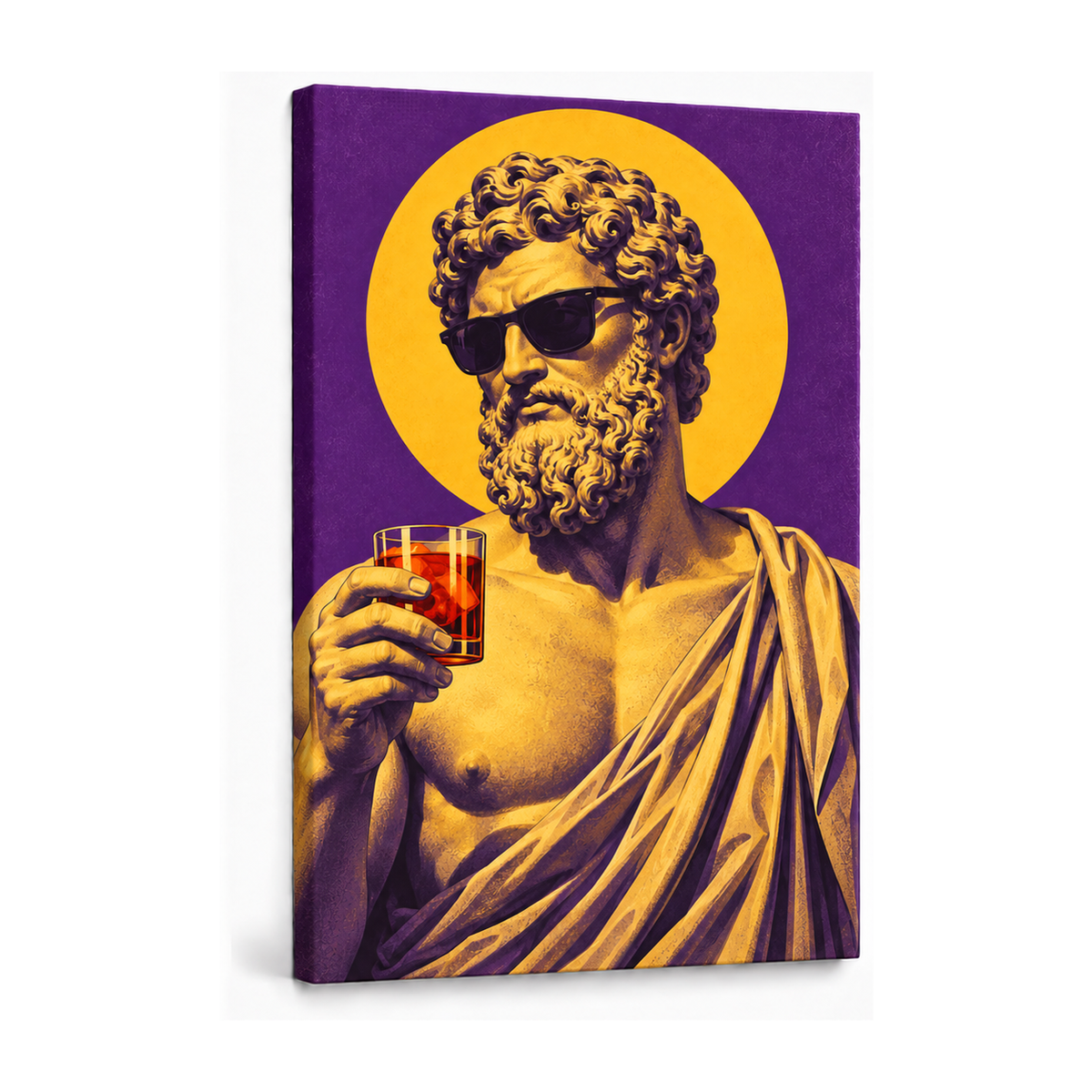 classical sculpture bust wearing sunglasses stretched canvas print